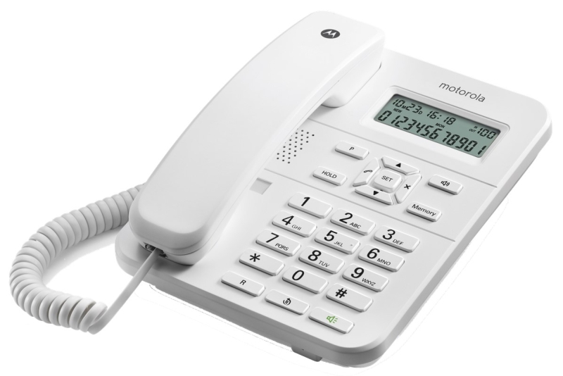 Téléphone fixe Motorola CT202 - Mains libres - Identification de l'appelant - Blanc