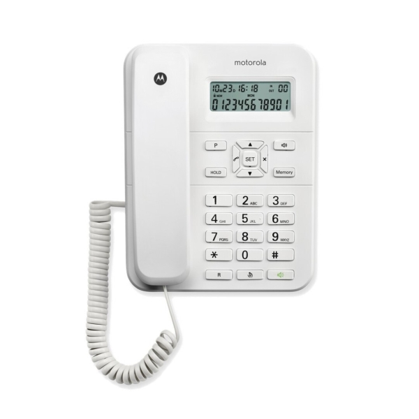 Téléphone fixe Motorola CT202 - Mains libres - Identification de l'appelant - Blanc