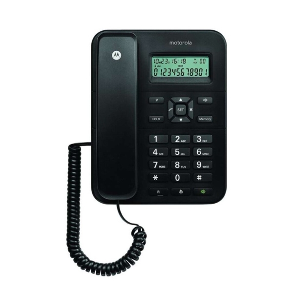 Téléphone fixe Motorola CT202 - Mains libres - Identification de l'appelant - Noir