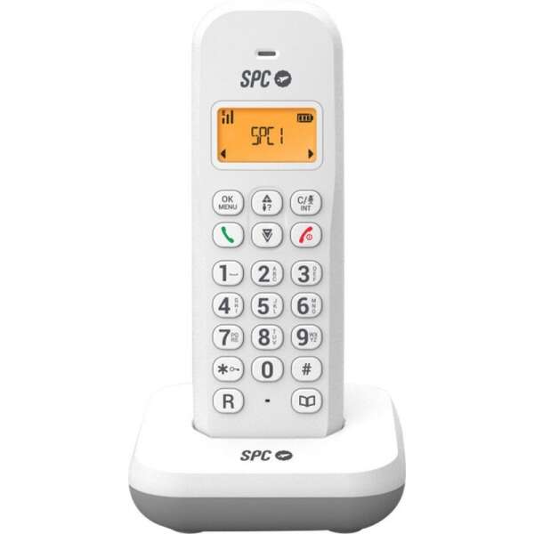 Téléphone fixe sans fil SPC Keops DECT - Écran éclairé - Répertoire 50 contacts - Identification de l'appelant - Couleur blanc