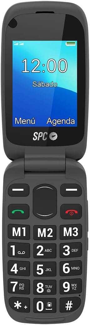 Téléphone portable SPC Harmony 4G pour seniors - Gros boutons rétroéclairés - Volume de sonnerie jusqu'à 97,5 dB - Compatible avec les appareils auditifs - Bouton SOS - Fonction d'aide intelligente - Base de chargement incluse - Couleur noire