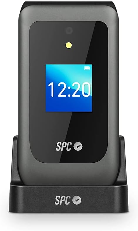 Téléphone Portable SPC Jasper pour Seniors 2 4G - Double Écran - Compatible Appareils Auditifs - Bouton SOS - Batterie 1600 Mah - Installation d'Applications via Wifi ou Réseau 4G - Coloris Noir