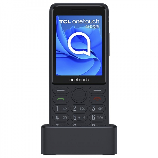 Téléphone portable TCL One Touch 4022s Écran 2,8" Bluetooth - Spécial Seniors - Base de chargement - Bouton SOS - Couleur Gris