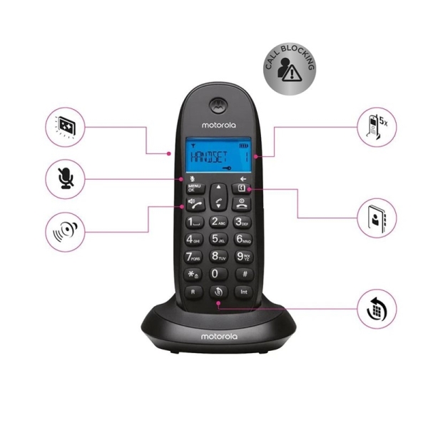 Téléphone sans fil DECT Motorola C1001L - Identification de l'appelant - Mains libres