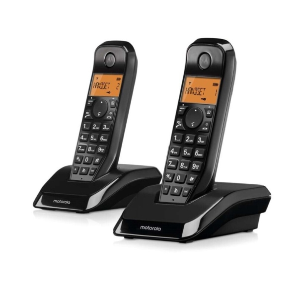 Téléphone sans fil Motorola S1202 DECT + 1 extension - Identification de l'appelant - Répondeur - Mains libres - Noir
