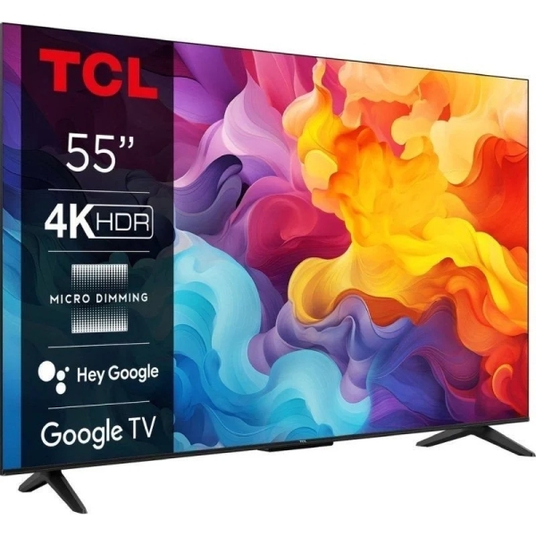 Téléviseur intelligent TCL 55P61B 55" LED UltraHD 4K HDR - Google TV - Wi-Fi, HDMI, USB 2.0, Ethernet, Bluetooth - VESA 200 x 200 mm