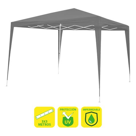 Tente en acier raphia Sungarden 3x3m - Couleur gris