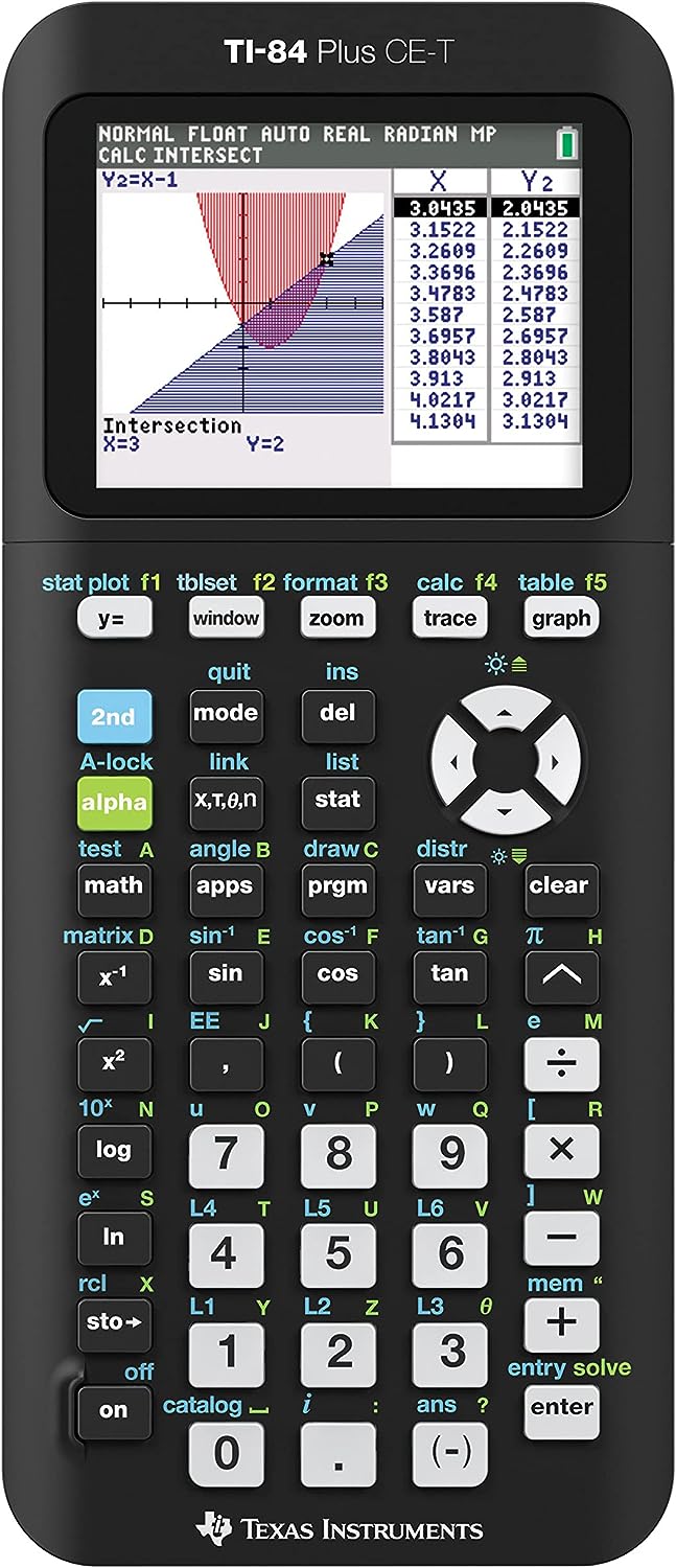 Texas-Instruments TI-84 Plus CE Calculatrice Graphique - Écran Couleur Rétroéclairé - Prend en Charge la Programmation - 13 Applications Incluses - Couleur Noir