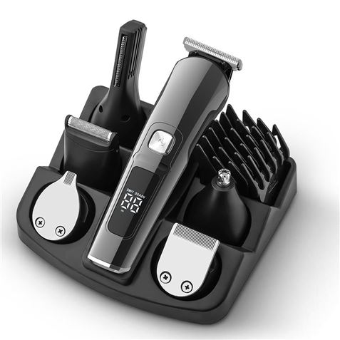 Tondeuse à cheveux rechargeable XO CF30 - 4 têtes pour différentes zones - 10 accessoires - 2 vitesses - Écran - Couleur noire