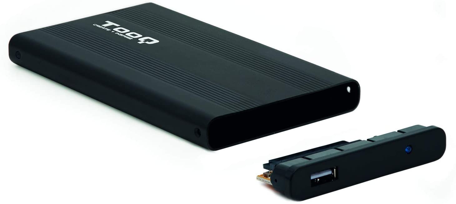 Tooq Boîtier Externe HDD/SDD 2.5" jusqu'à 9.5mm SATA USB 2.0 - Couleur Noire