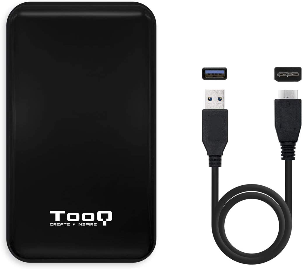 Tooq Boîtier Externe HDD/SDD 2.5" jusqu'à 9.5mm SATA USB 3.0/3.1 Gen 1 - Sans Vis - Couleur Noire