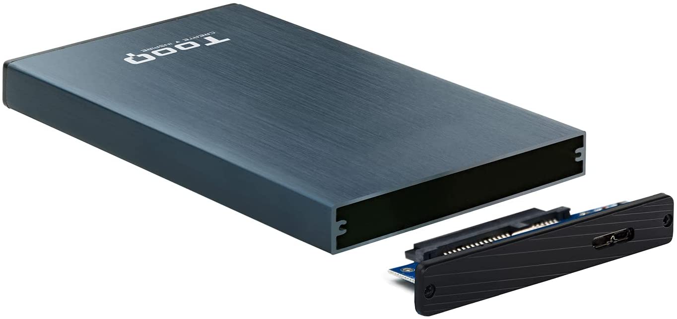 Tooq Boîtier Externe HDD/SDD 2.5" jusqu'à 9.5mm SATA USB 3.0 - Couleur Bleu Marine Métallisé