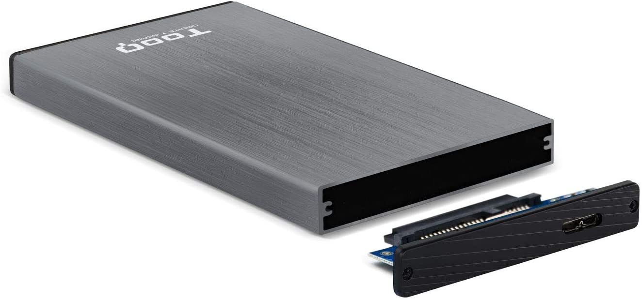 Tooq Boîtier Externe HDD/SDD 2.5" jusqu'à 9.5mm SATA USB 3.0 - Couleur Gris