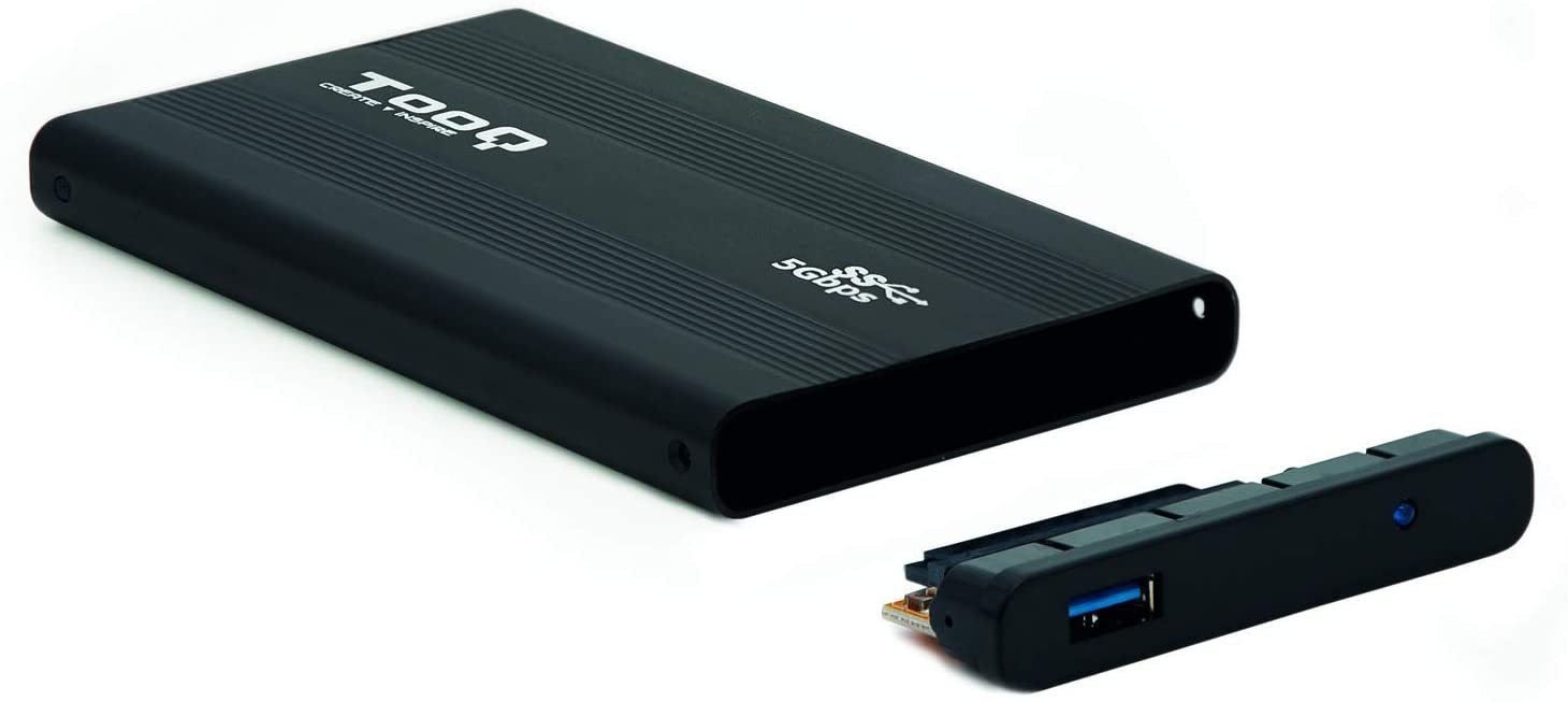 Tooq Boîtier Externe HDD/SDD 2.5" jusqu'à 9.5mm SATA USB 3.0 - Couleur Noire