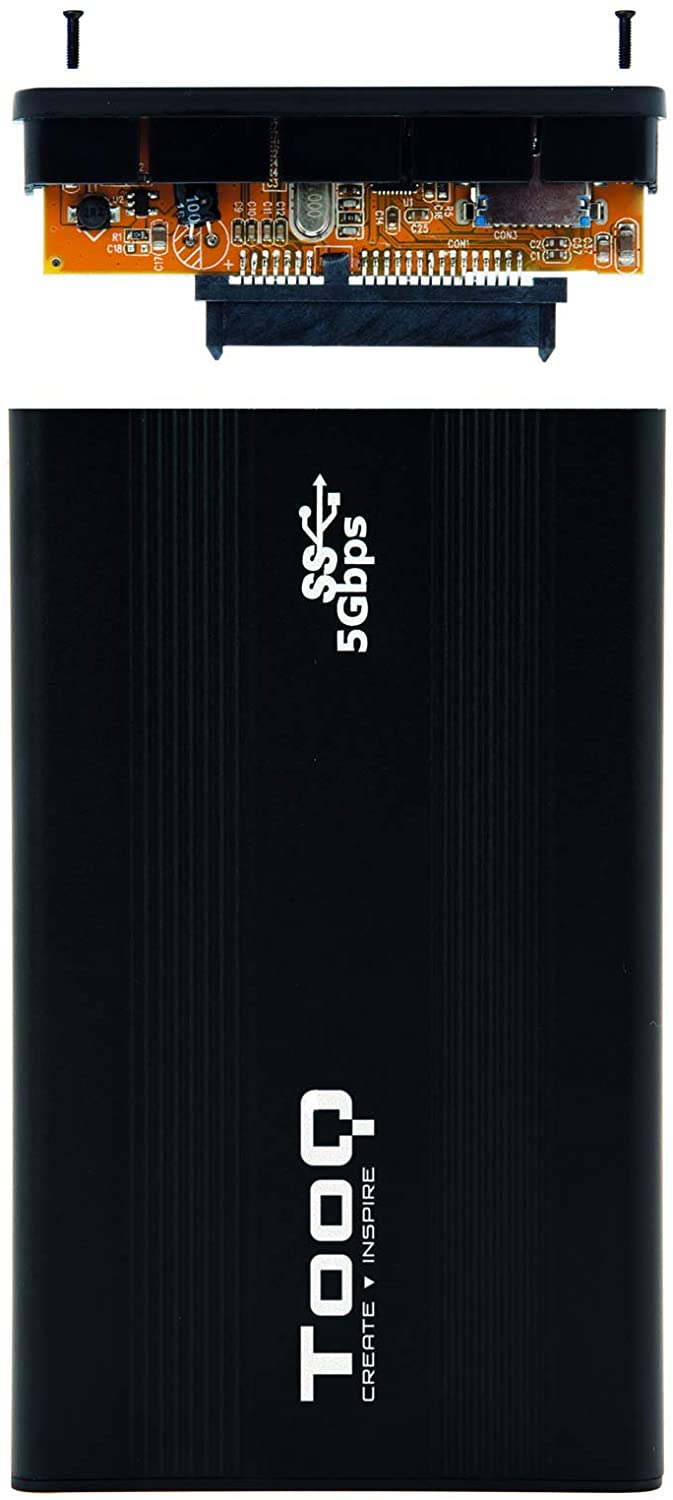 Tooq Boîtier Externe HDD/SDD 2.5" jusqu'à 9.5mm SATA USB 3.0 - Couleur Noire