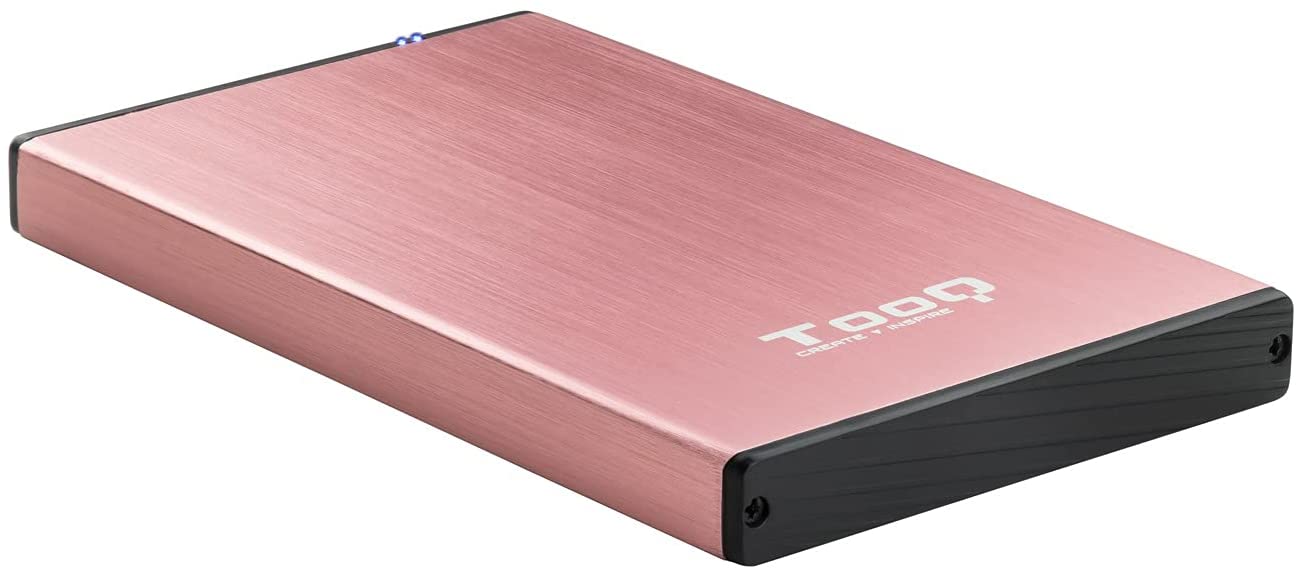 Tooq Boîtier Externe HDD/SDD 2.5" jusqu'à 9.5mm SATA USB 3.0 - Couleur Rose Métallique