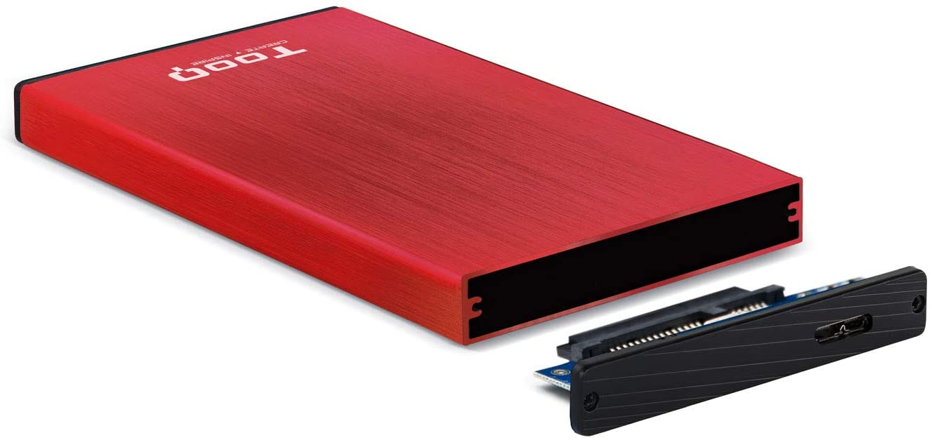 Tooq Boîtier Externe HDD/SDD 2.5" jusqu'à 9.5mm SATA USB 3.0 - Couleur Rouge