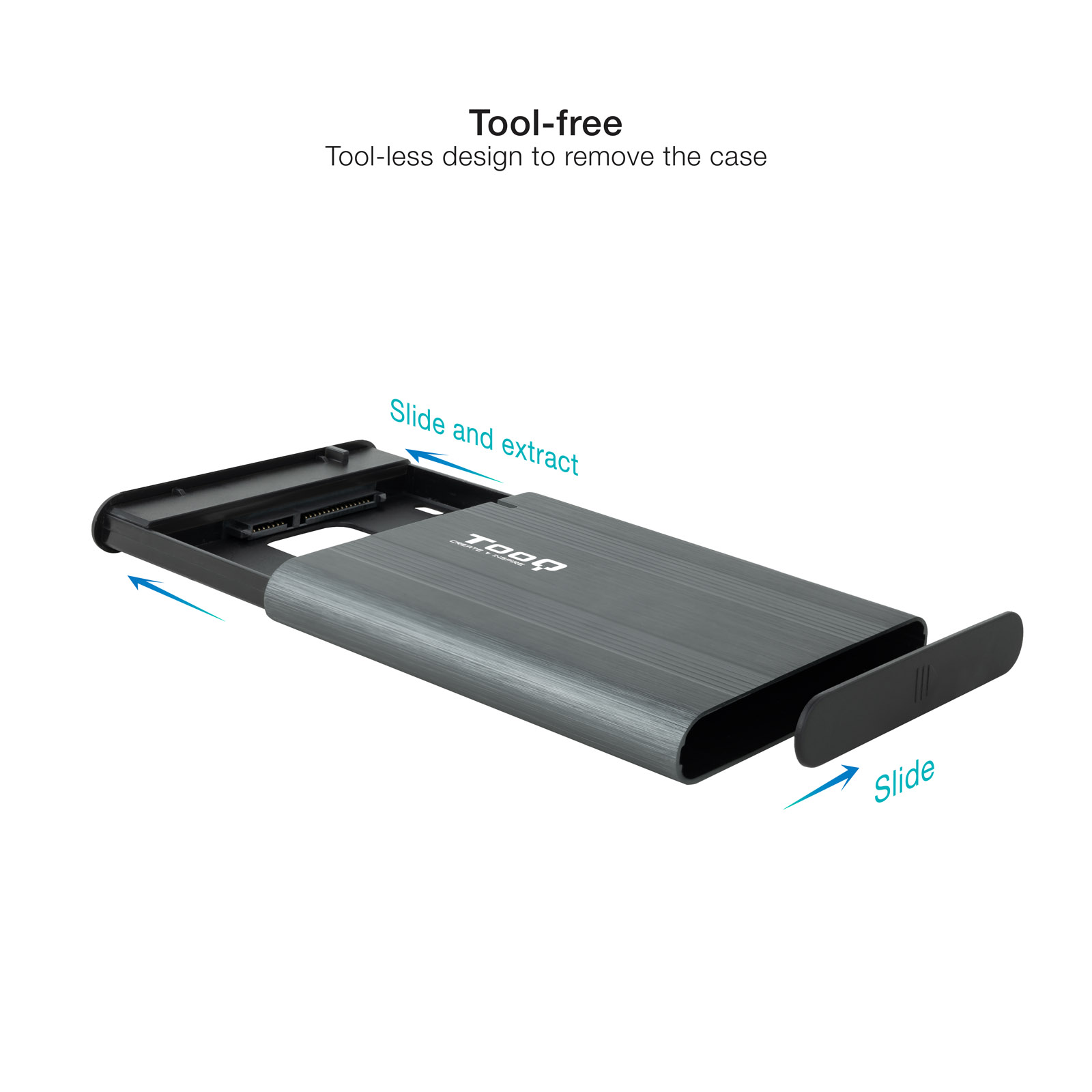 Tooq Boîtier externe HDD/SSD 2,5" USB 3.0/3.1 Gen 1 - SATA I, II et III - Câble USB3.0 Type Micro-B vers USB3.0 Type A