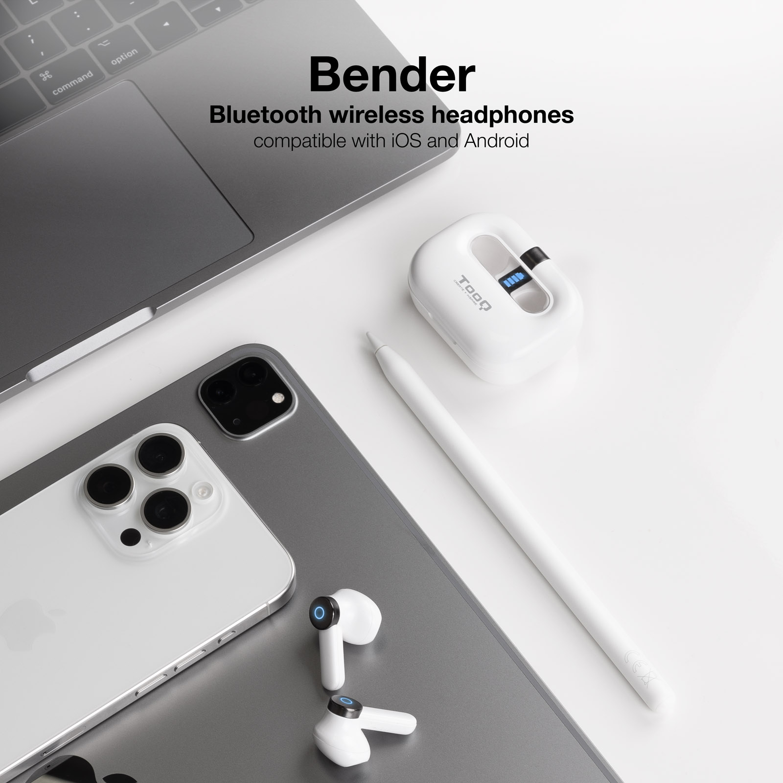 Tooq Casque Sans Fil + Microphone "Bender" - Blanc