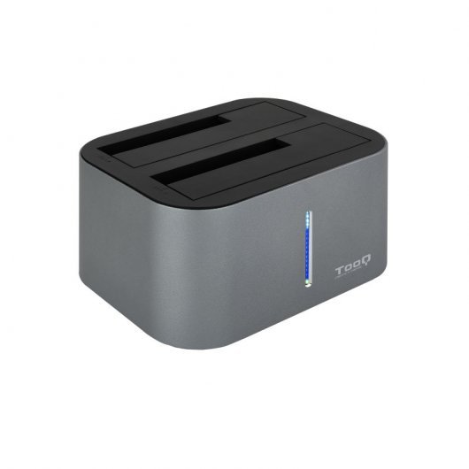 Tooq Docking Station USB 3.0/3.1 Gen 1 - HDD/SSD 2.5", 3.5" SATA - Bouton de clonage - Couleur Gris/Noir