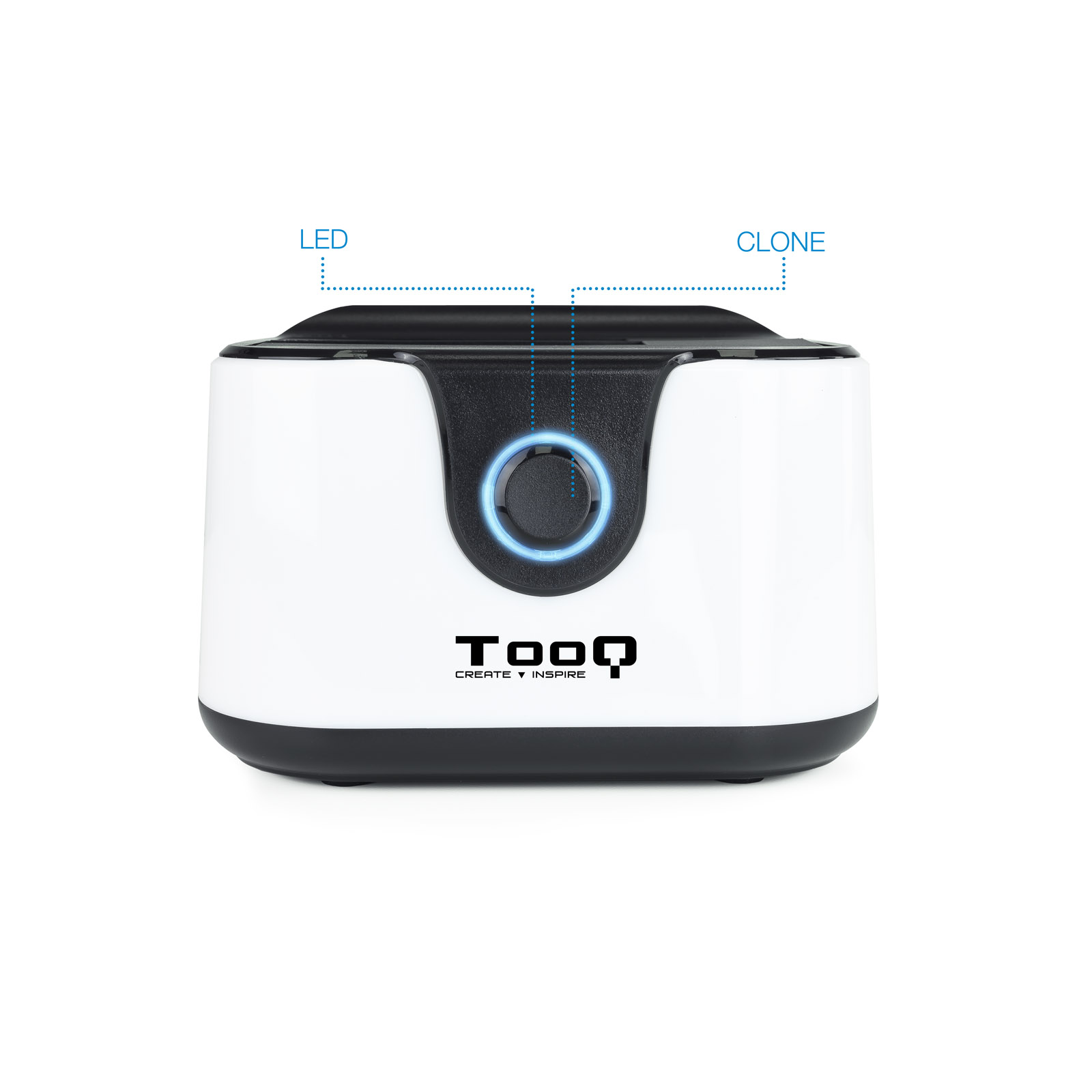 Tooq Docking Station USB 3.0 - HDD/SSD 2.5", 3.5" SATA I,II,III - Bouton de clonage - Sauvegarde - Couleur Blanc/Noir