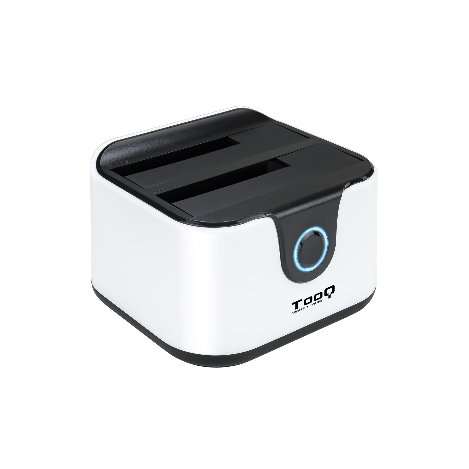 Tooq Docking Station USB 3.0 - HDD/SSD 2.5", 3.5" SATA I,II,III - Bouton de clonage - Sauvegarde - Couleur Blanc/Noir