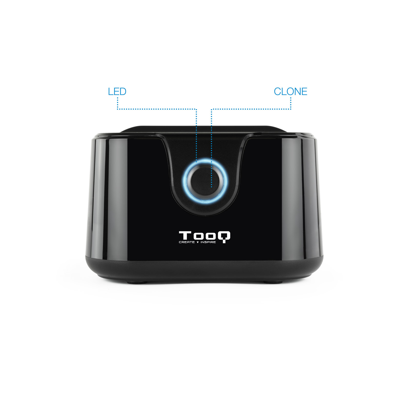 Tooq Docking Station USB 3.0 - HDD/SSD 2.5", 3.5" SATA I,II,III - Bouton de clonage - Sauvegarde - Couleur Noir