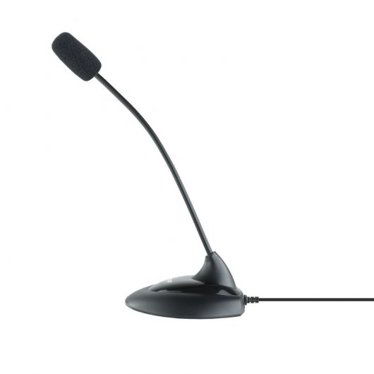 Tooq Microphone de Bureau Omnidirectionnel Flexible - Interrupteur Marche/Arrêt - Câble 2m - Jack 3.5mm - Couleur Noir