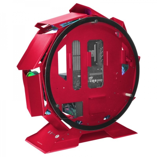 Tour de jeu circulaire Mars Gaming MCORB Premium - Double verre trempé - Refroidissement extrême pour 9 ventilateurs - Intérieur XL - Couleur rouge
