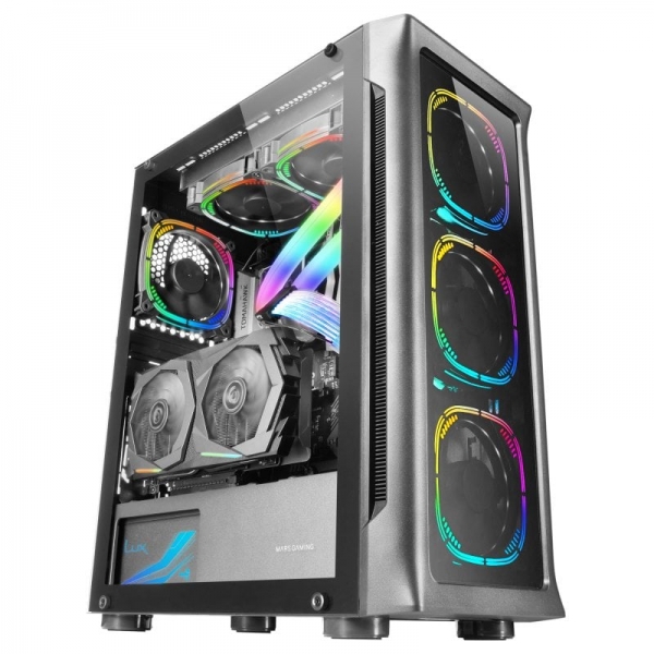 Tour de jeu Mars Gaming MC-Neo Premium - Refroidissement CPU FREEZER - 4 ventilateurs ARGB - Verre trempé - Support E-ATX - Éclairage double anneau - Couleur noire