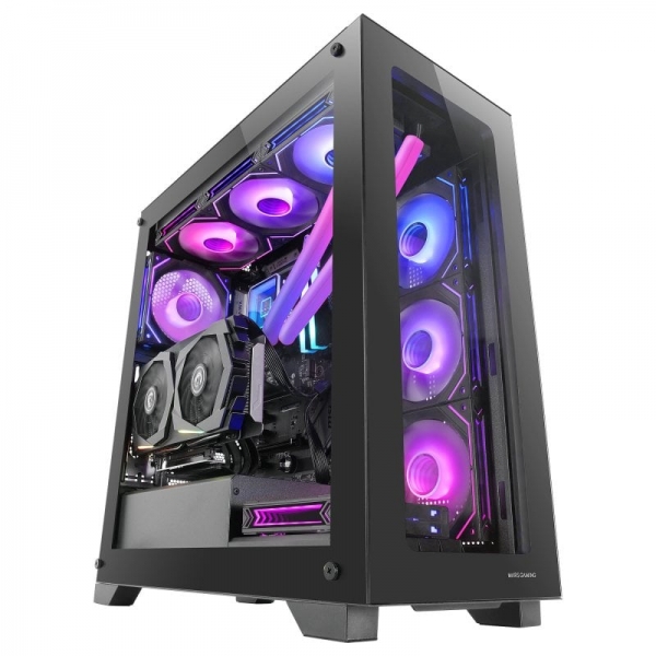 Tour de jeu Mars Gaming MC-XP - Double verre trempé - Refroidissement avancé 10 ventilateurs - Compatible E-ATX - Installation polyvalente de cartes graphiques - Couleur noire
