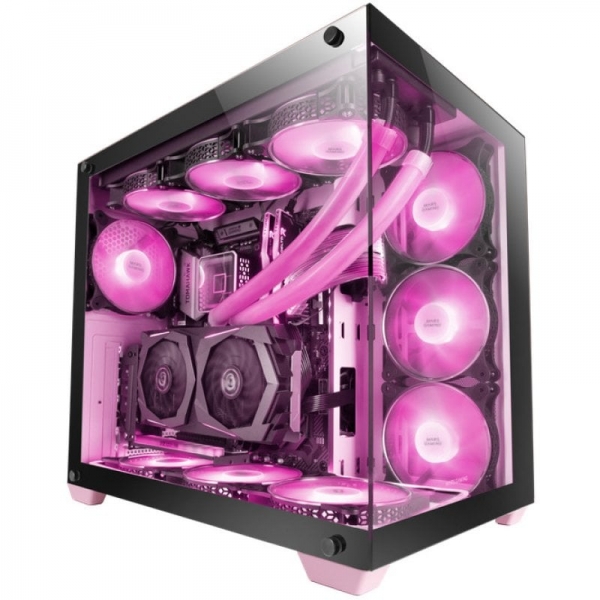 Tour de jeu Mars Gaming MCV4 Custom Premium - Verre trempé sans cadre - Structure modulaire à double chambre - Support E-ATX - Personnalisation totale - Couleur noire