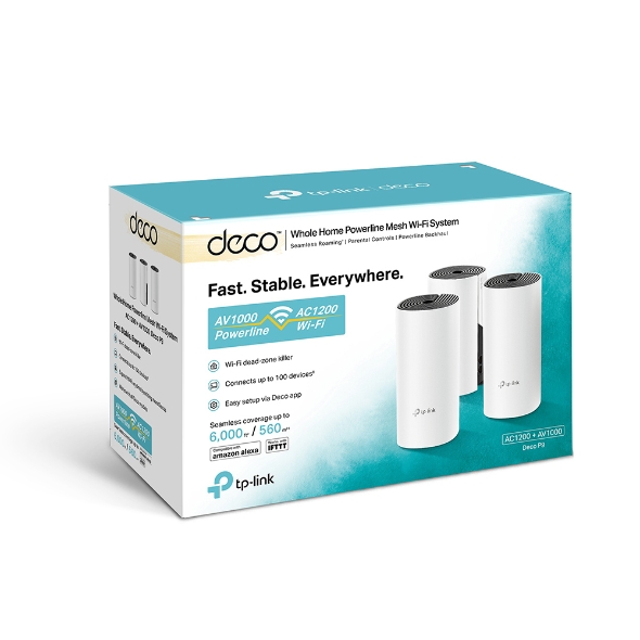 TP-Link Mesh Deco P9 Système WiFi Hybride - Pack de 3 - AC1200 - HomePlug AV1000 - Couverture WiFi 560m2