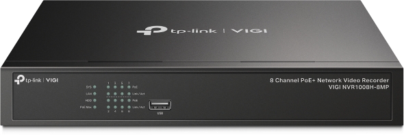 TP-Link VIGI NVR1008H-8P Enregistreur vidéo réseau PoE+ 8 canaux - Vidéo H.265+ - Enregistrement continu 24h/24 et 7j/7 - Audio bidirectionnel