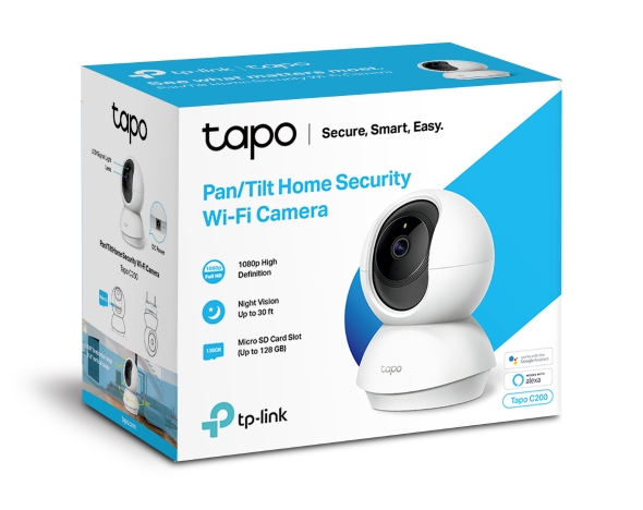 TP-Link Webcam/Caméra de Surveillance WiFi Rotative 360º 1080P Tapo C200 - Vision Nocturne - Détec. Mouvement (Compatible comme Webcam)