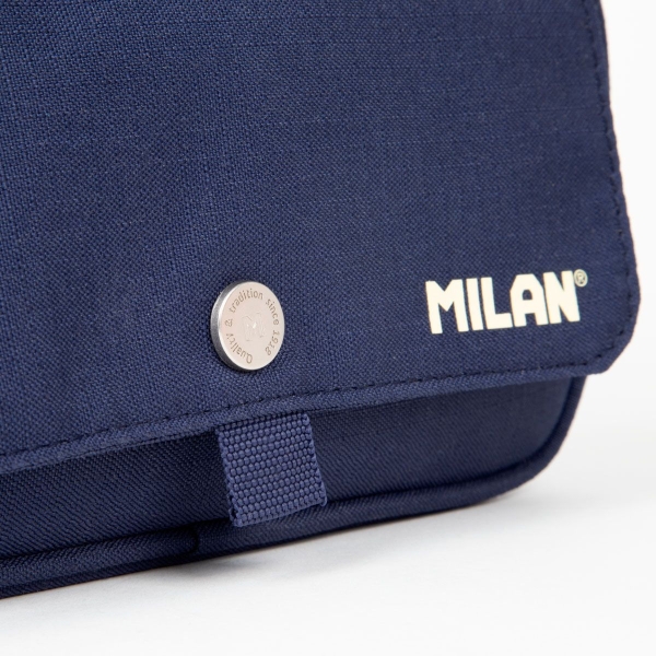 Trousse à crayons grande capacité Milan Collection 430 - 3 poches zippées et une petite poche avant - Bleu