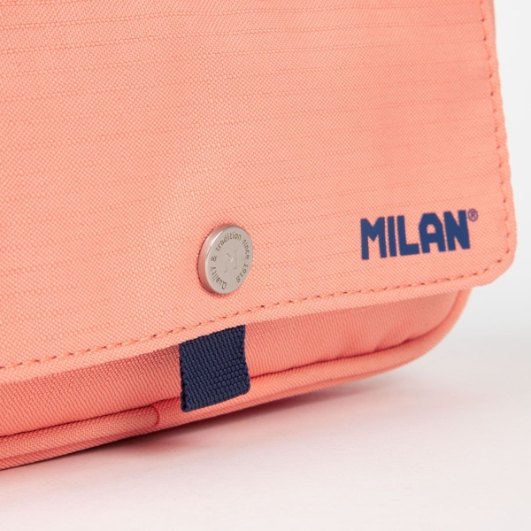 Trousse à crayons grande capacité Milan Collection 430 - 3 poches zippées et une petite poche avant - Rose