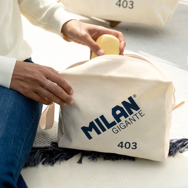Trousse de toilette grande capacité Milan Series 1918 Giant 403 - Taille 27x20x11cm - 2 compartiments intérieurs - Fermeture à glissière - 100% coton - Couleur Beige