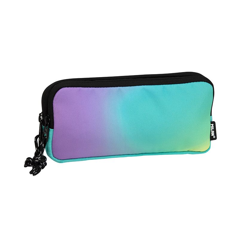 Trousse Milan Sunset 3 Compartiments - Tissu Indéchirable - Dimensions 22x11x6,5cm - Couleur Turquoise
