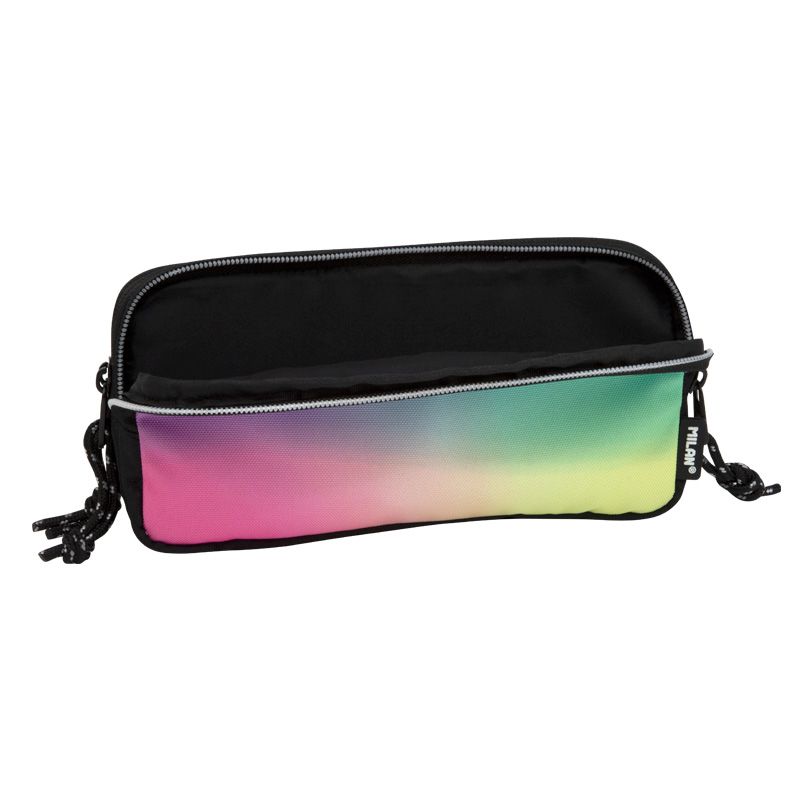 Trousse Milan Sunset à 3 compartiments - Tissu indéchirable - Dimensions 22x11x6,5 cm - Modèle Noir