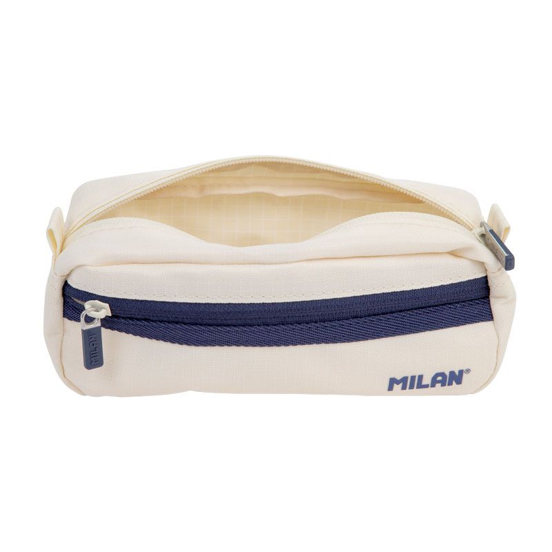 Trousse rectangulaire Milan Serie 1918 - 2 compartiments - Tissu résistant aux déchirures et aux déchirures - Dimensions 21x8,5x6,1 cm - Couleur Beige