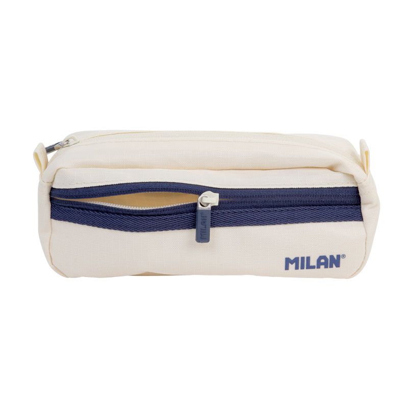 Trousse rectangulaire Milan Serie 1918 - 2 compartiments - Tissu résistant aux déchirures et aux déchirures - Dimensions 21x8,5x6,1 cm - Couleur Beige