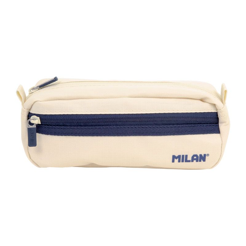 Trousse rectangulaire Milan Serie 1918 - 2 compartiments - Tissu résistant aux déchirures et aux déchirures - Dimensions 21x8,5x6,1 cm - Couleur Beige