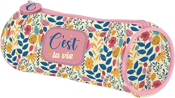 Trousse ronde simple Dohe C'est la Vie - Fermeture éclair avec tirette en caoutchouc