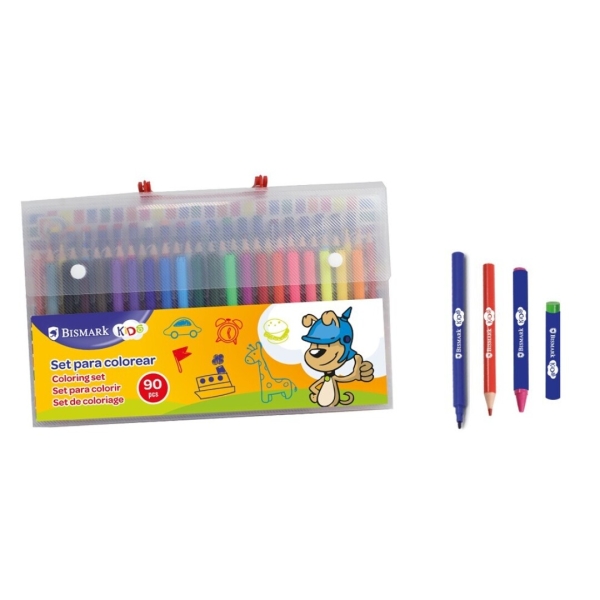 Trousse scolaire Bismark avec 20 marqueurs de couleur, 30 crayons de couleur, 20 crayons de couleur avec pointe et 20 peintures