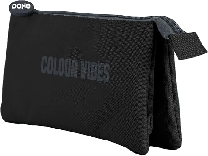 Trousse triple Dohe Colour Vibes - Fermeture à double glissière avec tirette en caoutchouc - Noir