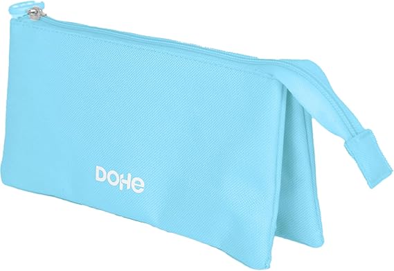 Trousse triple Dohe Serenity - Fermeture à double glissière avec tirette en caoutchouc - Bleu