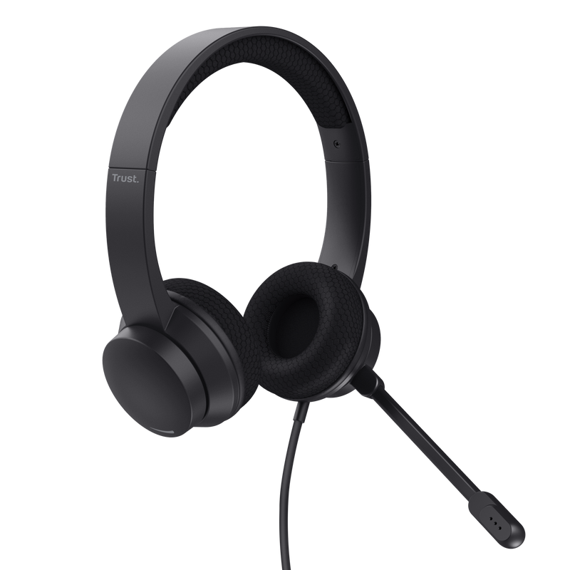 Trust Casque USB Supraaural avec Microphone - Suppression du Bruit - Arceau Ajustable - Connexion USB et USB-C