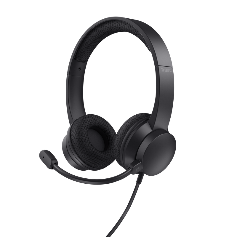 Trust Casque USB Supraaural avec Microphone - Suppression du Bruit - Arceau Ajustable - Connexion USB et USB-C