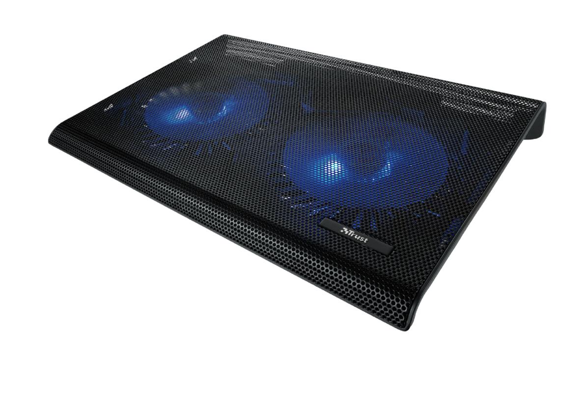 Trust Cooling Pad jusqu'à 17,3" USB - Eclairage LED Bleu - 2 Ventilateurs 125mm - 800 RPM - 360 x 280mm - Câble 55cm - Couleur Noir